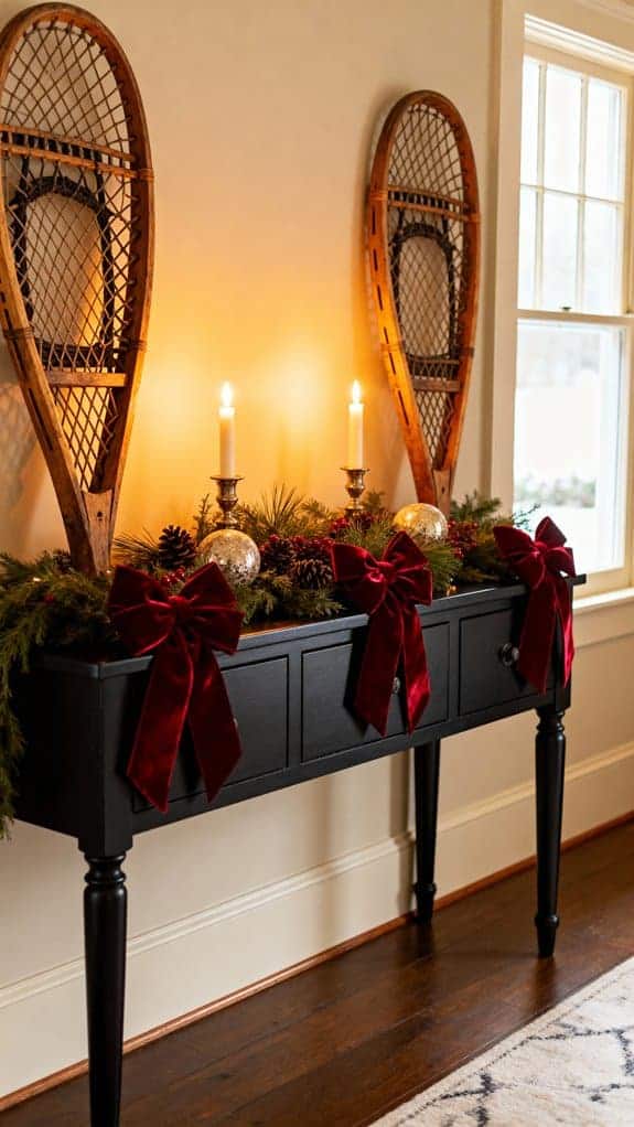 christmas console table decor
