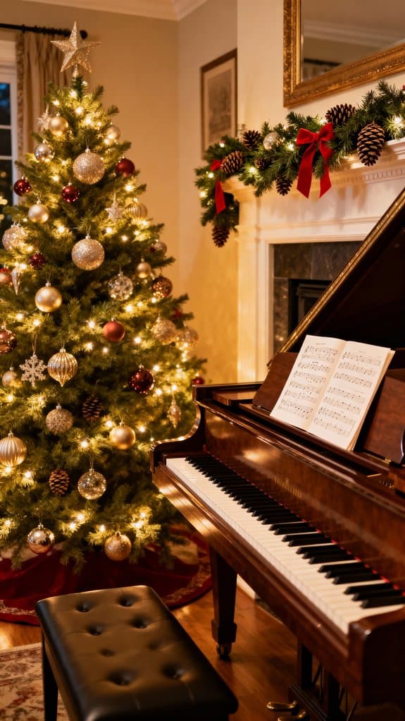 christmas piano room decor