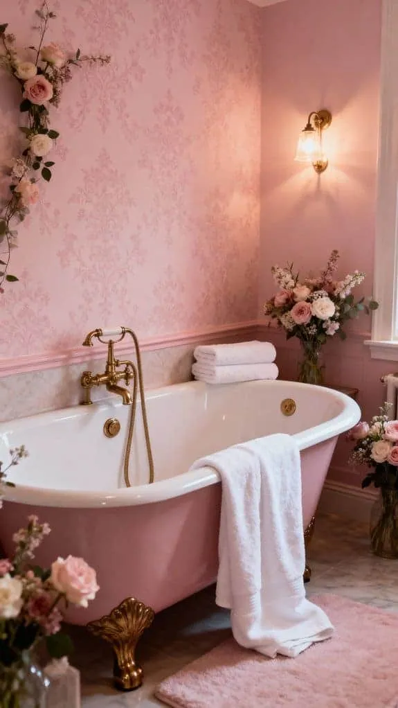 cozy blush pink bathroom retreat