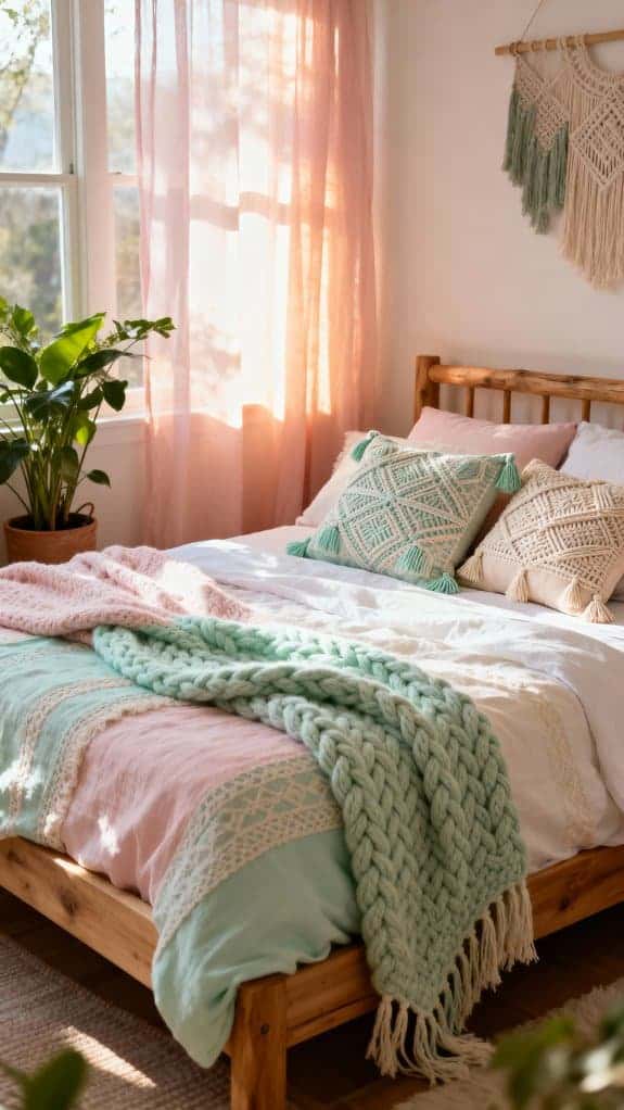 cozy boho spring bedding
