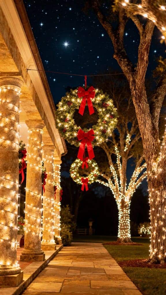 cozy illuminated holiday courtyard