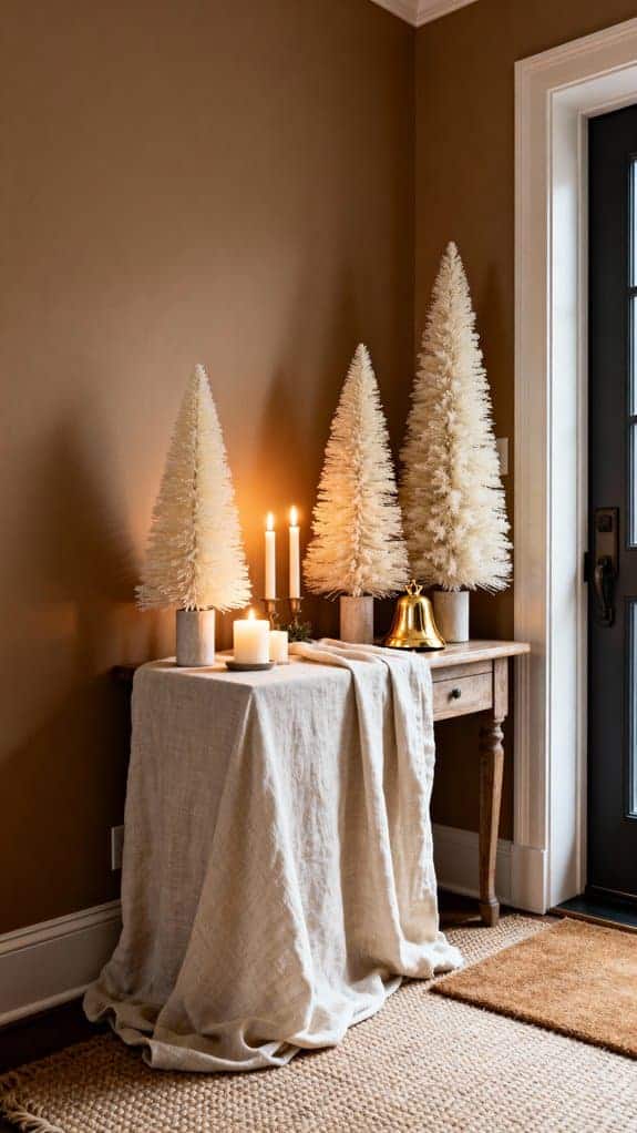 cozy linen tablecloth entryway