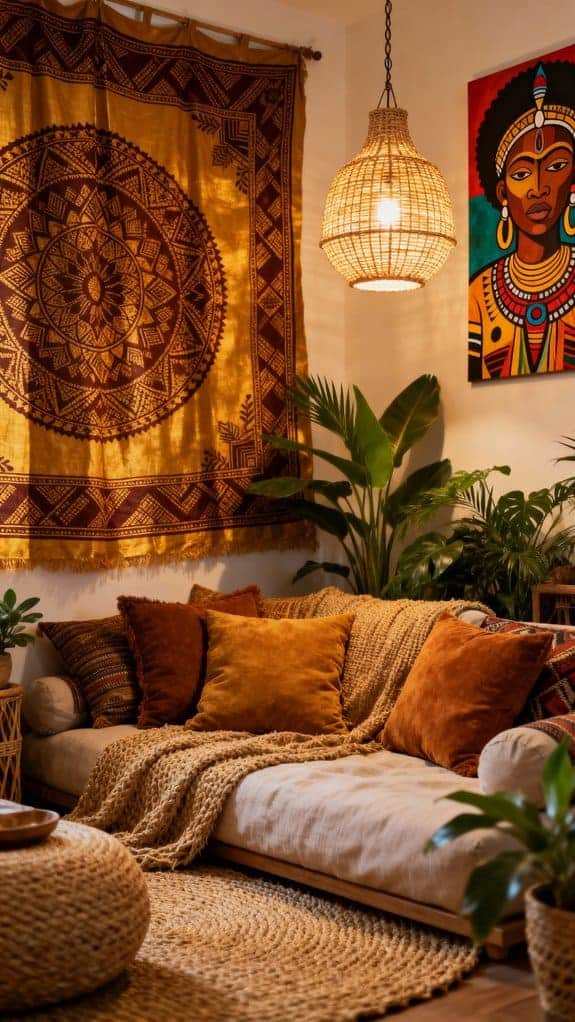 cozy mudcloth living room