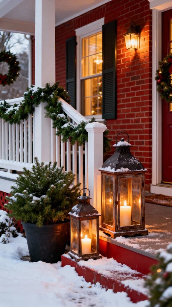 cozy snowy porch decor