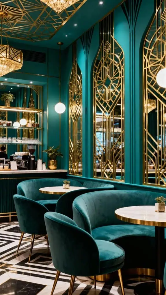 cozy teal coffeehouse ambiance