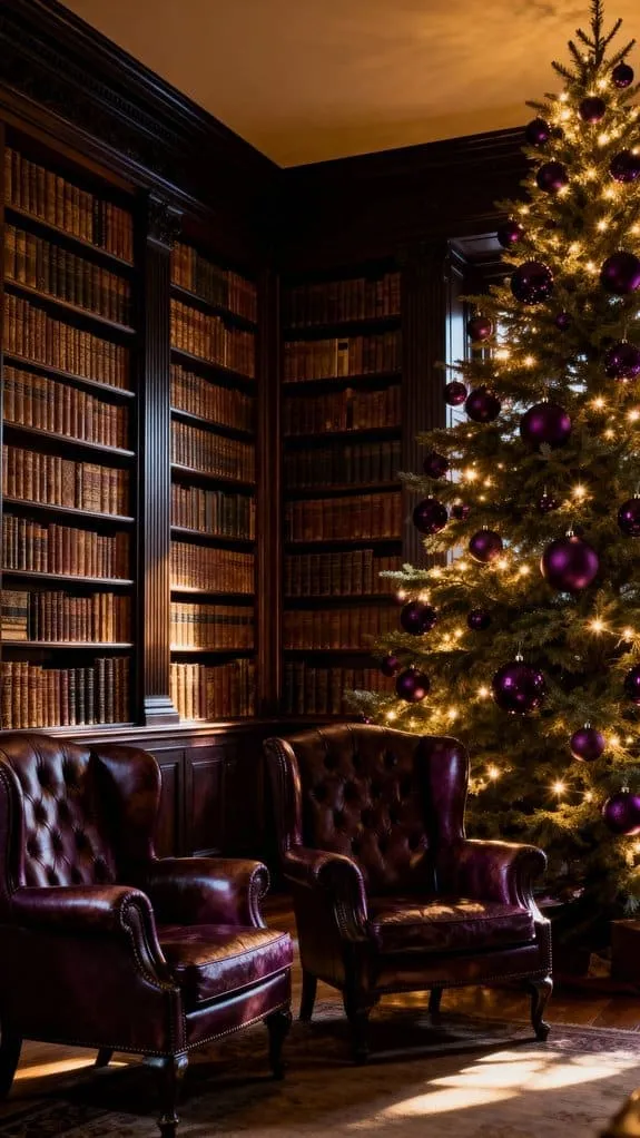 festive plum decorated christmas tree