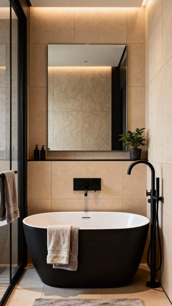 stylish beige black bathroom design