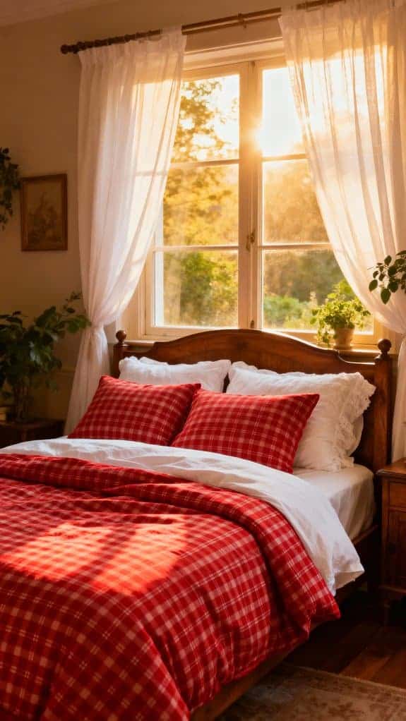 vibrant gingham bedding decor