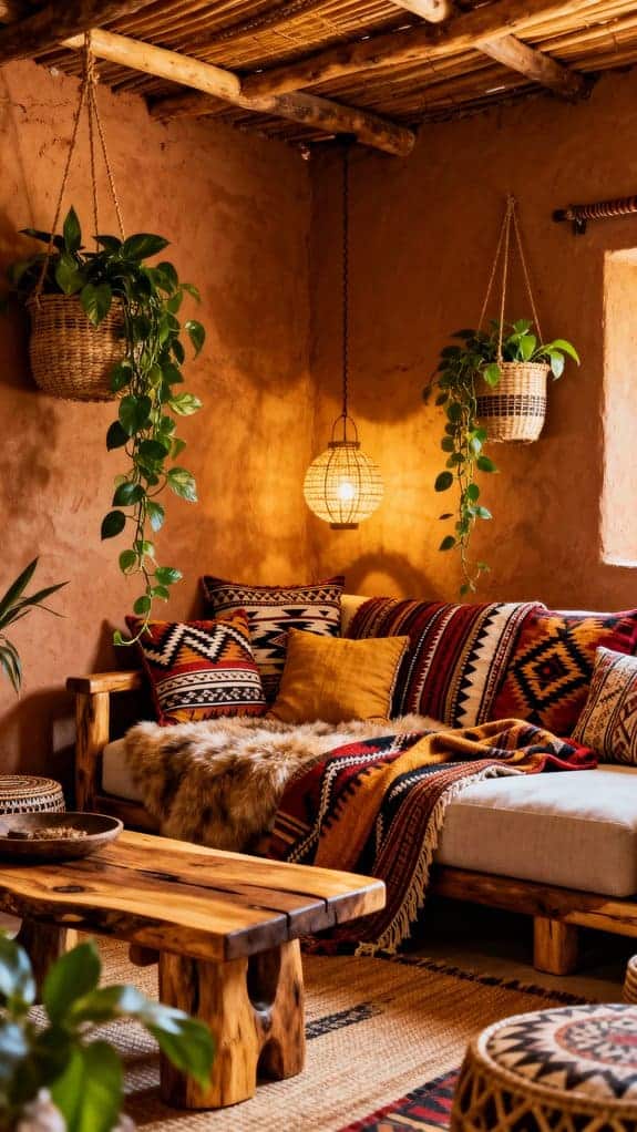 warm wooden coffee table