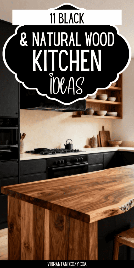 Black and Natural Wood Kitchen Ideas