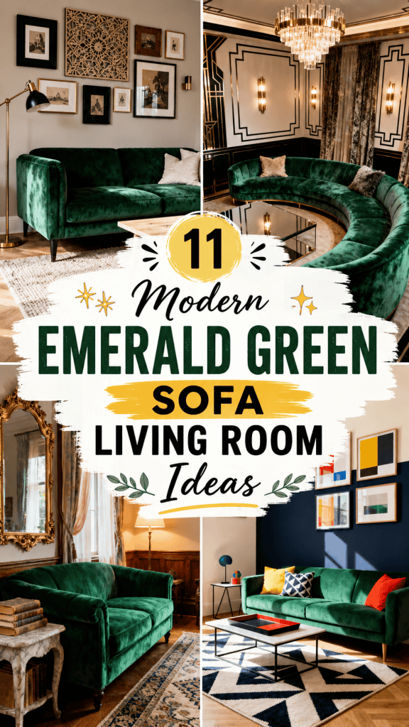Emerald Green Sofa Living Room Ideas 8