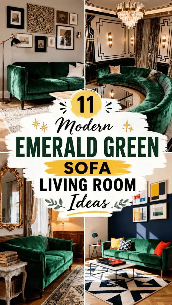 Emerald Green Sofa Living Room Ideas 8