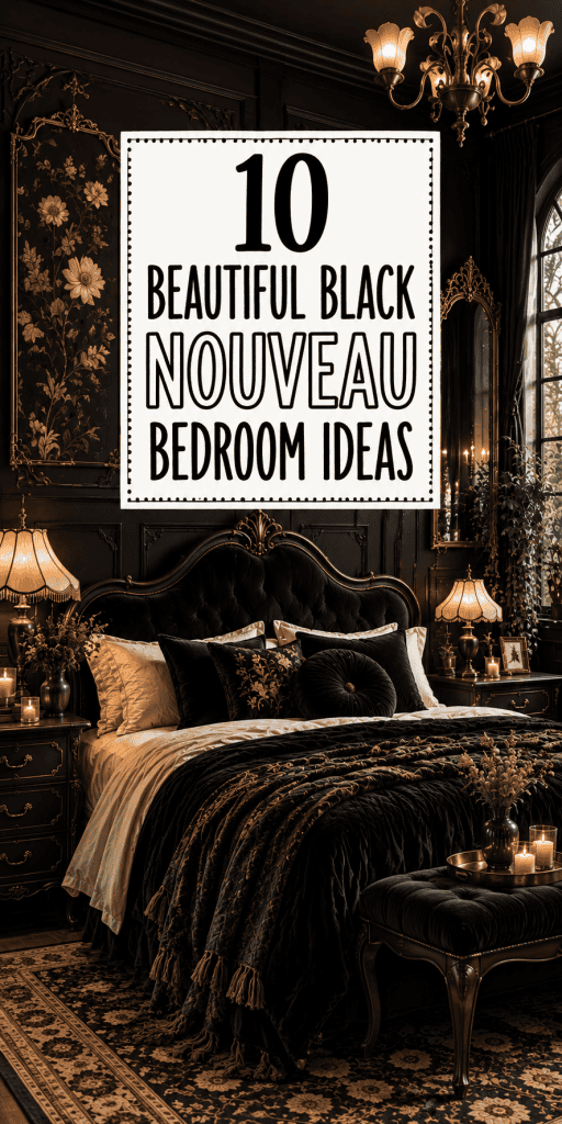 Black Nouveau Bedroom Ideas 3