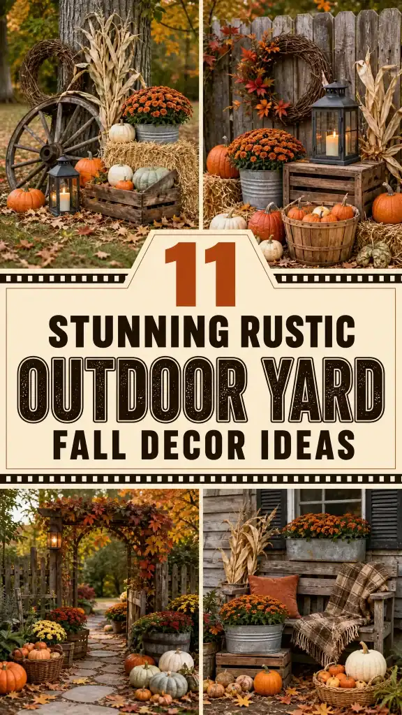 Rustic Outdoor Yard Fall Decor Ideas 1