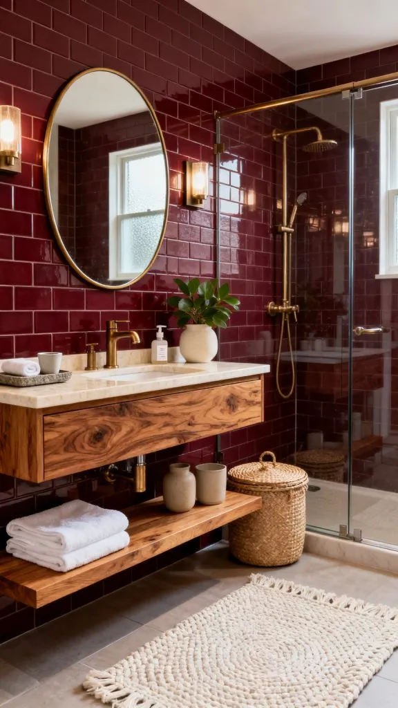 Burgundy Tile Bathroom Ideas 1