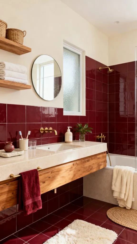 Burgundy Tile Bathroom Ideas 10