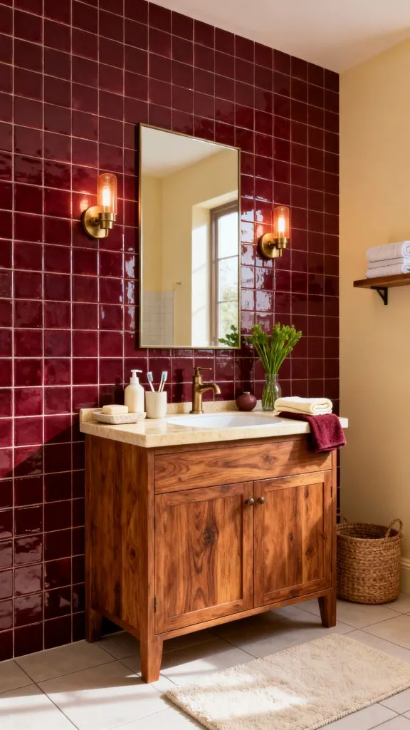 Burgundy Tile Bathroom Ideas 11