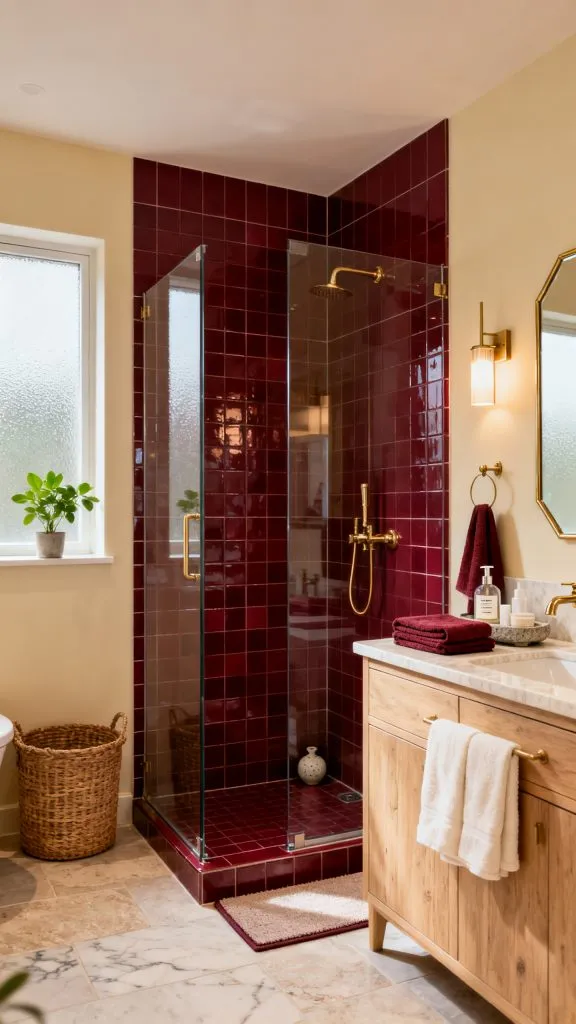 Burgundy Tile Bathroom Ideas 2