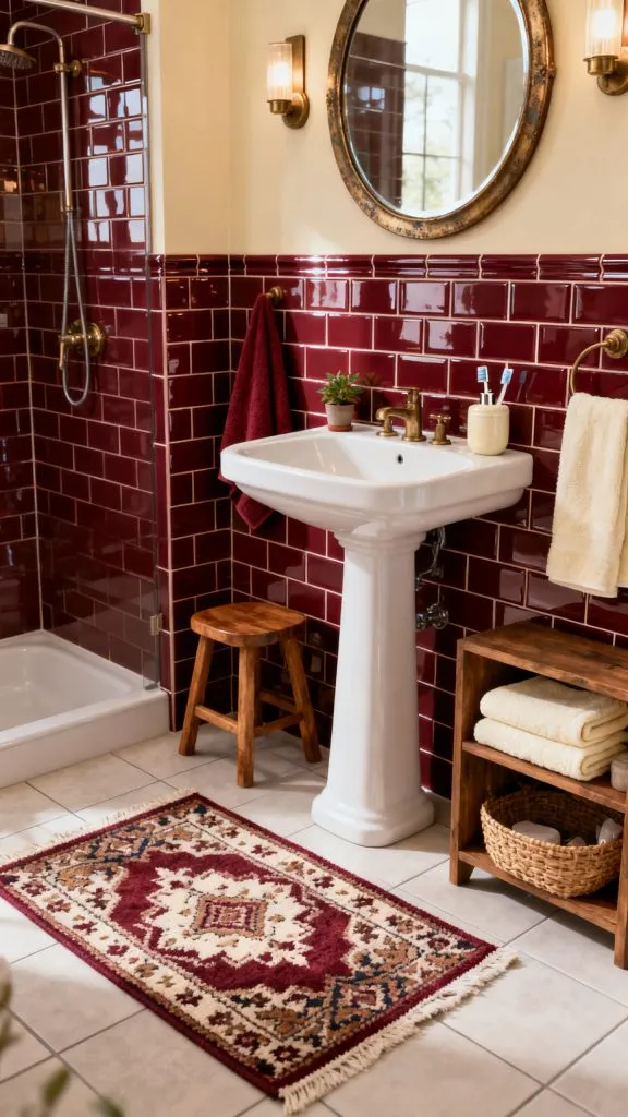 Burgundy Tile Bathroom Ideas 3