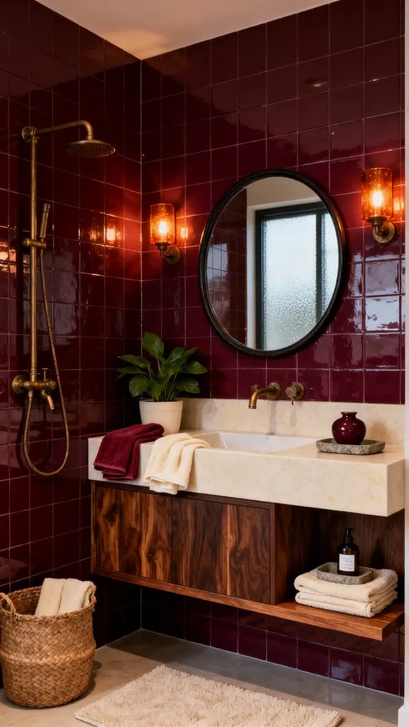 Burgundy Tile Bathroom Ideas 6