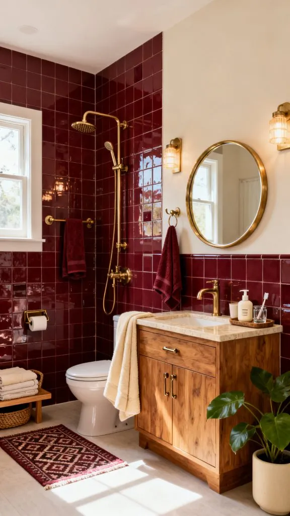 Burgundy Tile Bathroom Ideas 8