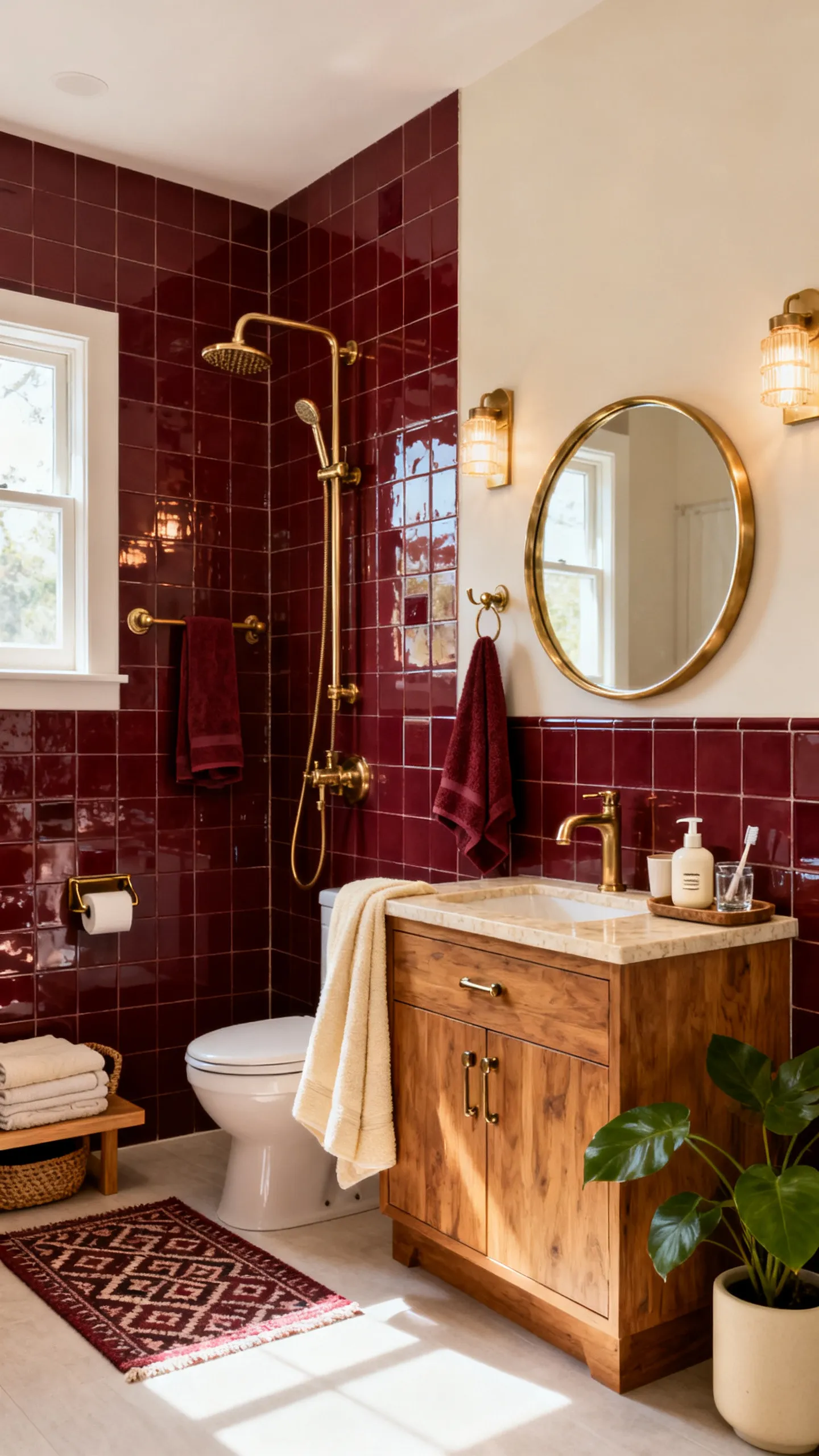Burgundy Tile Bathroom Ideas 8