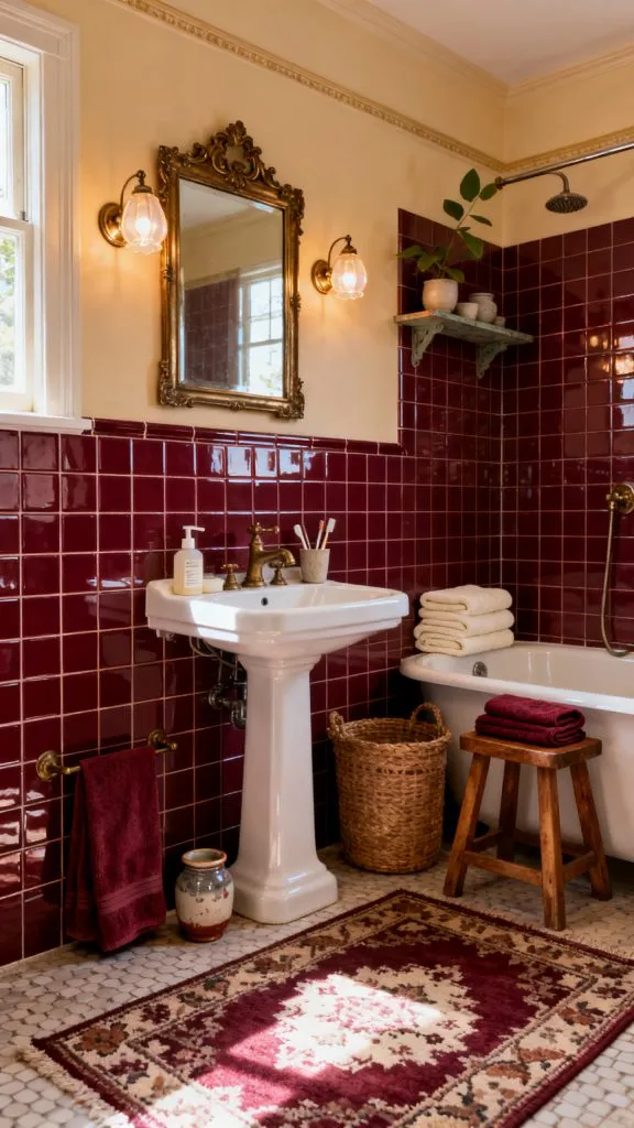Burgundy Tile Bathroom Ideas 9
