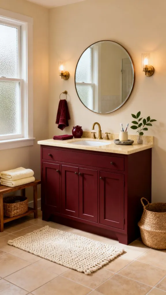 Burgundy Vanity Bathroom Ideas 1