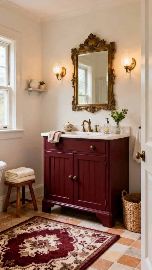 Burgundy Vanity Bathroom Ideas 7