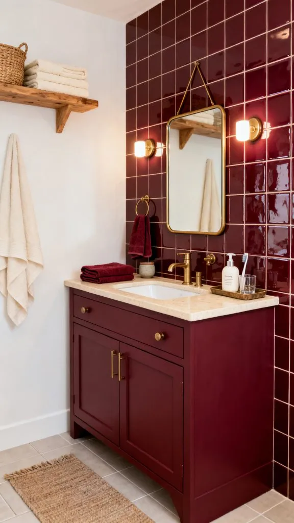 Burgundy Vanity Bathroom Ideas 9