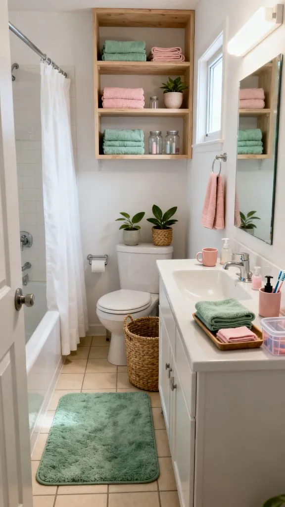 Pink and Green College Apartment Bathroom Ideas 1 1