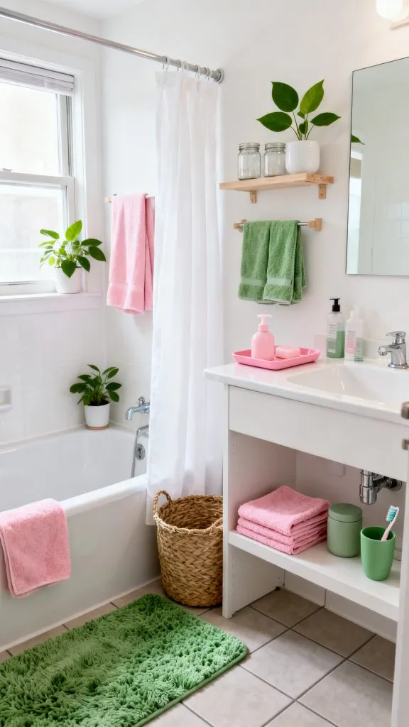 Pink and Green College Apartment Bathroom Ideas 1 10