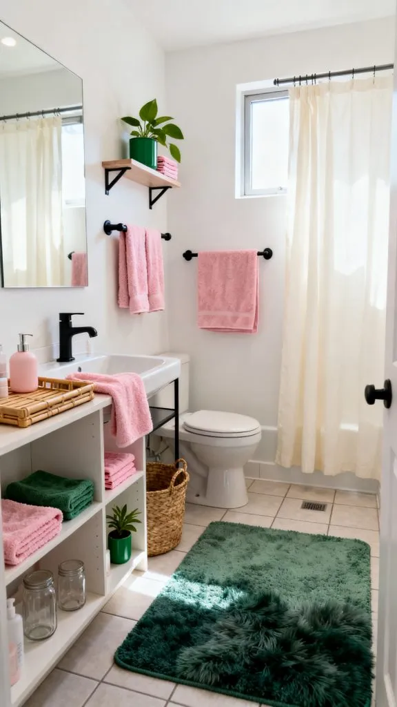 Pink and Green College Apartment Bathroom Ideas 1 4