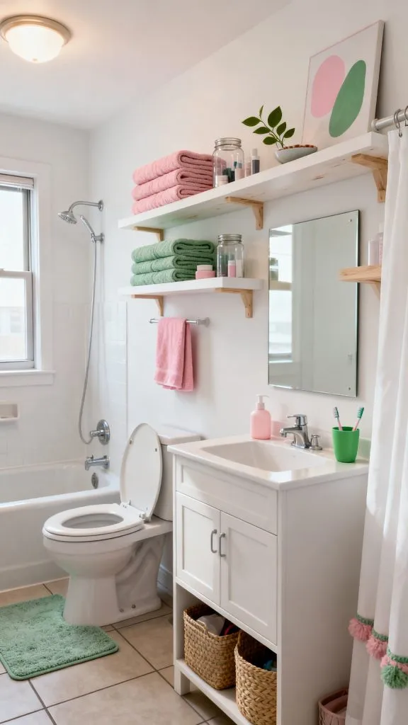 Pink and Green College Apartment Bathroom Ideas 1 5