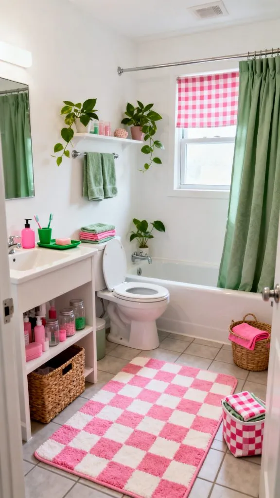 Pink and Green College Apartment Bathroom Ideas 1 6