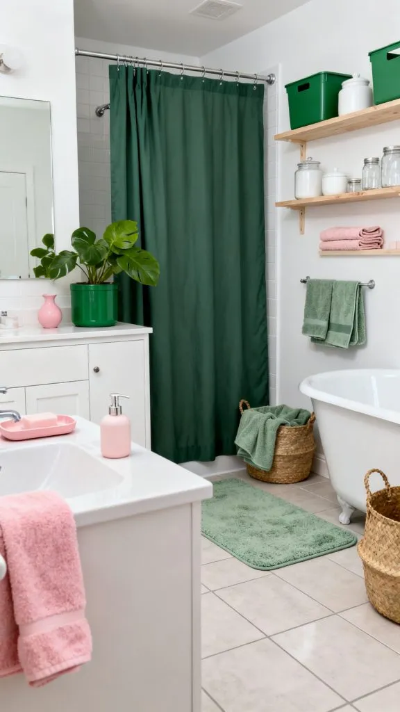 Pink and Green College Apartment Bathroom Ideas 1 8