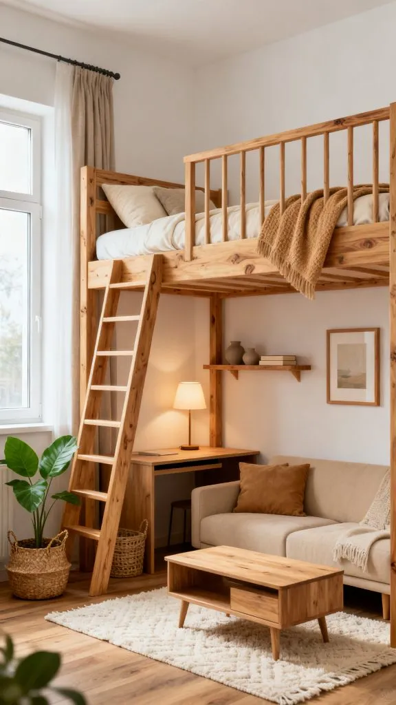 Studio Apartment Loft Bed Ideas 10
