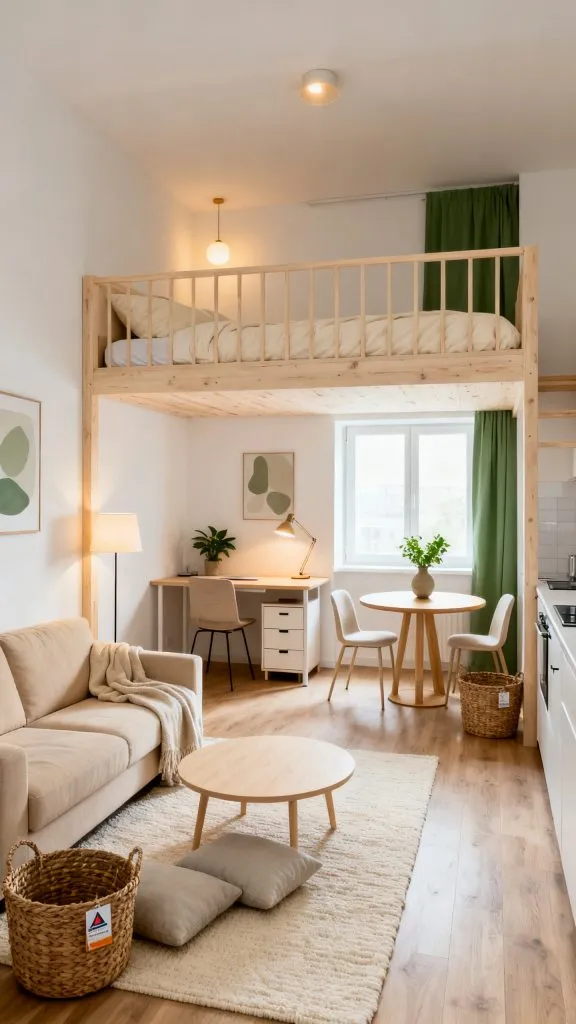 Studio Apartment Loft Bed Ideas 11
