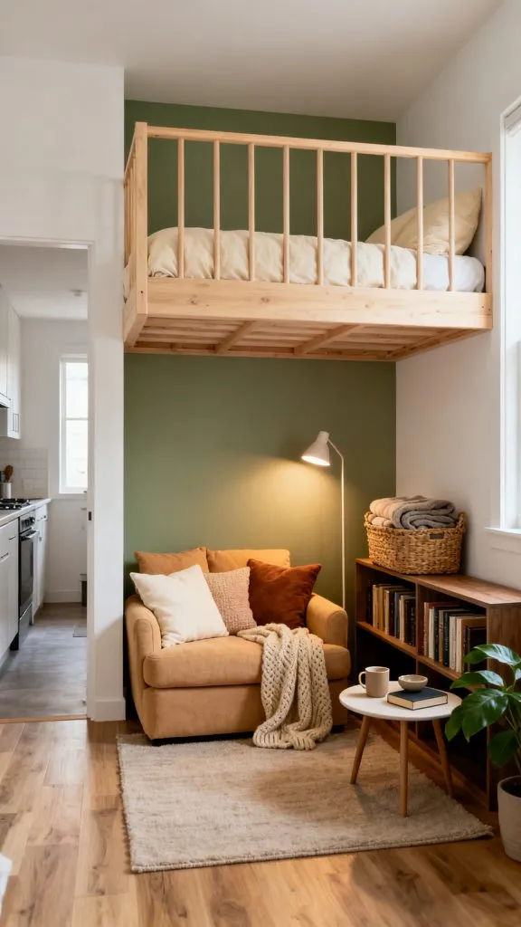 Studio Apartment Loft Bed Ideas 3