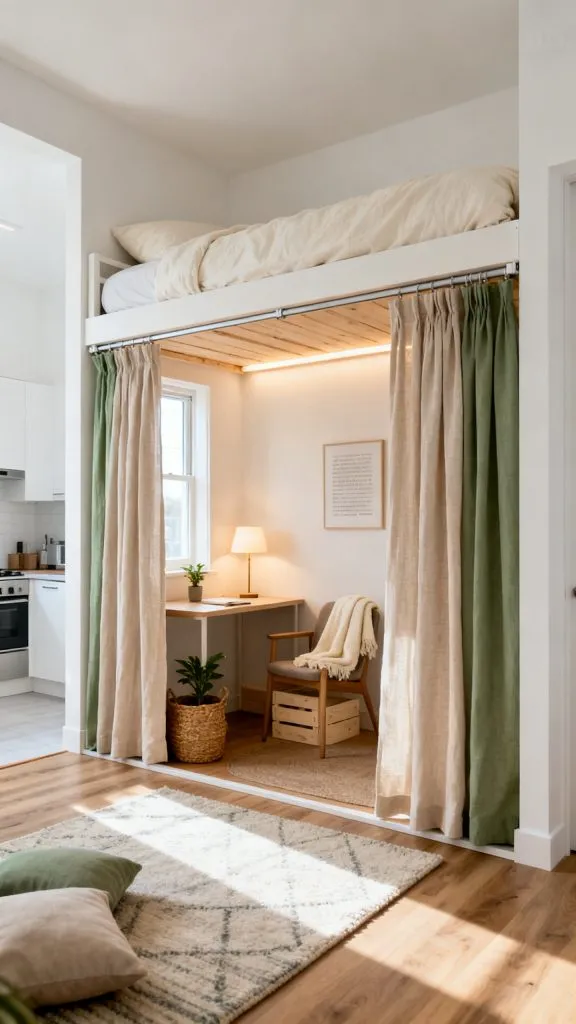 Studio Apartment Loft Bed Ideas 5