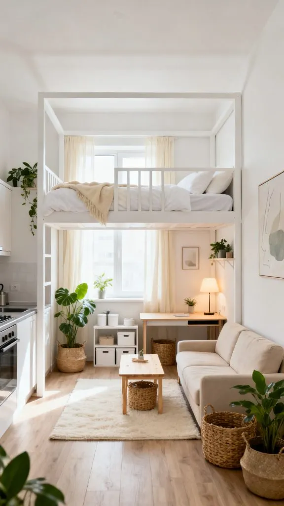 Studio Apartment Loft Bed Ideas 9