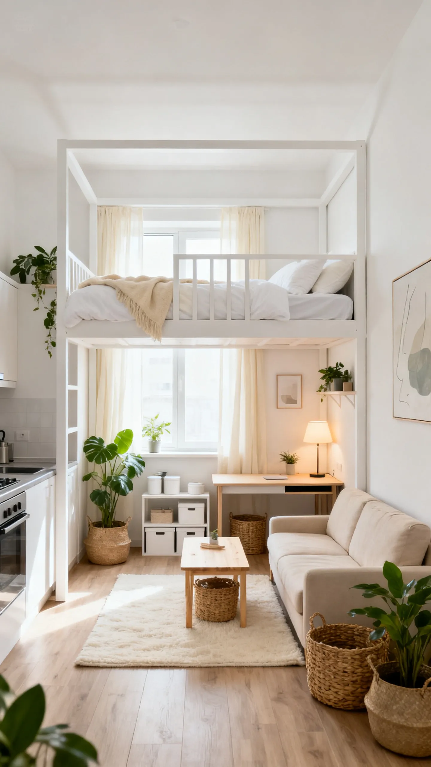 Studio Apartment Loft Bed Ideas 9