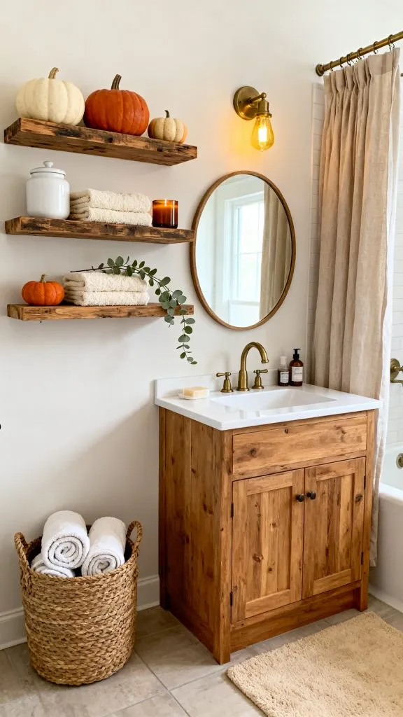 fall bathroom shelf decor ideas 2