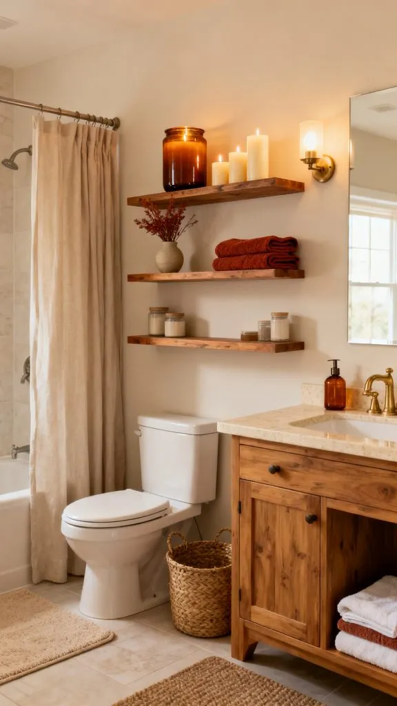 fall bathroom shelf decor ideas 3