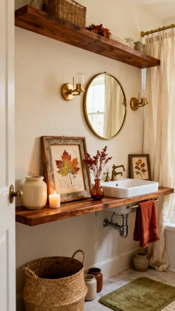 fall bathroom shelf decor ideas 5