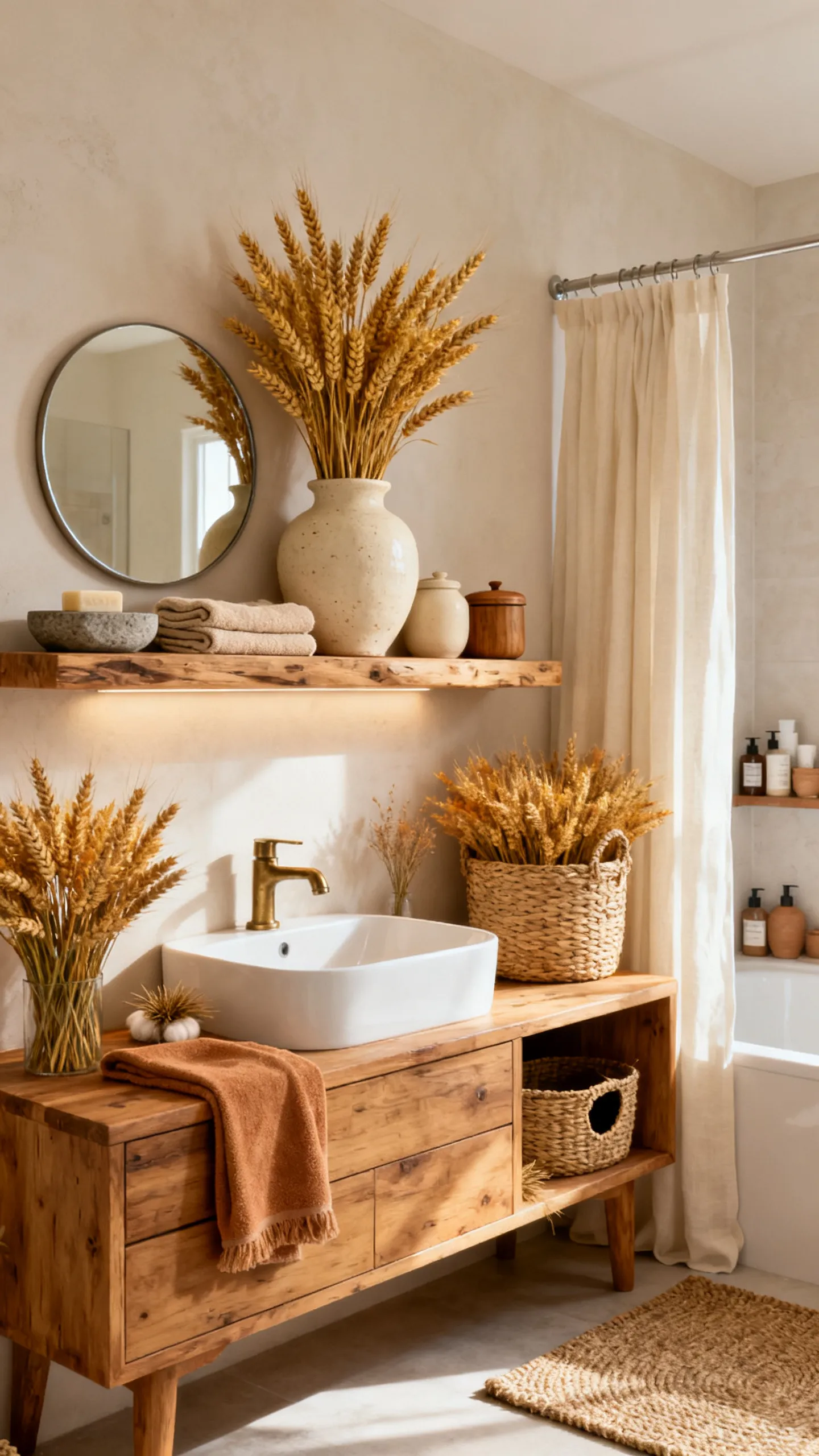 fall bathroom shelf decor ideas 6