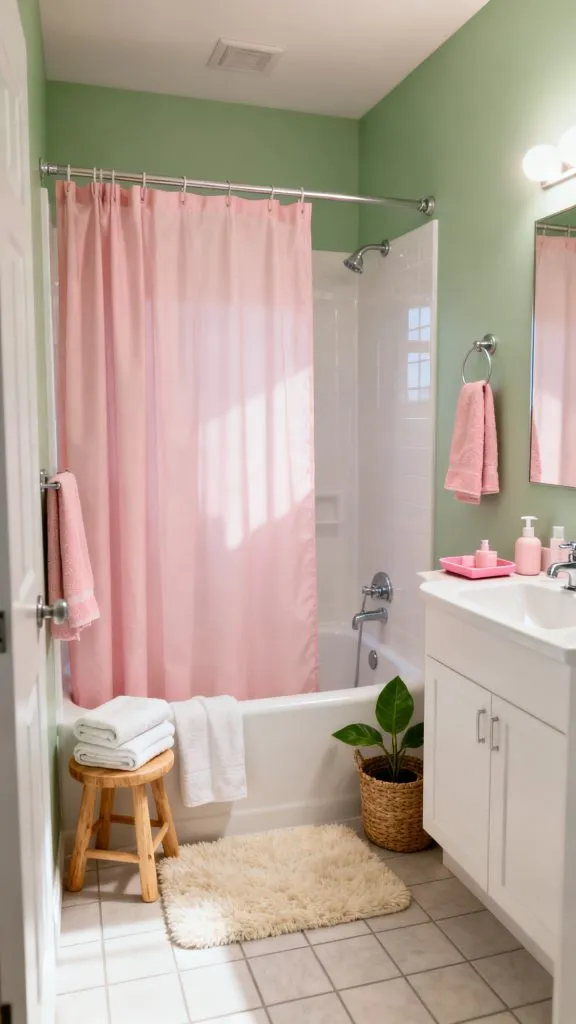 pink college apartment bathroom ideas 1
