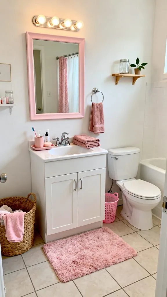 pink college apartment bathroom ideas 10
