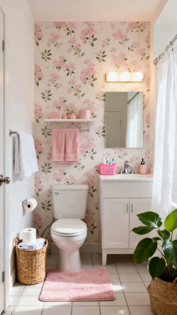 pink college apartment bathroom ideas 5