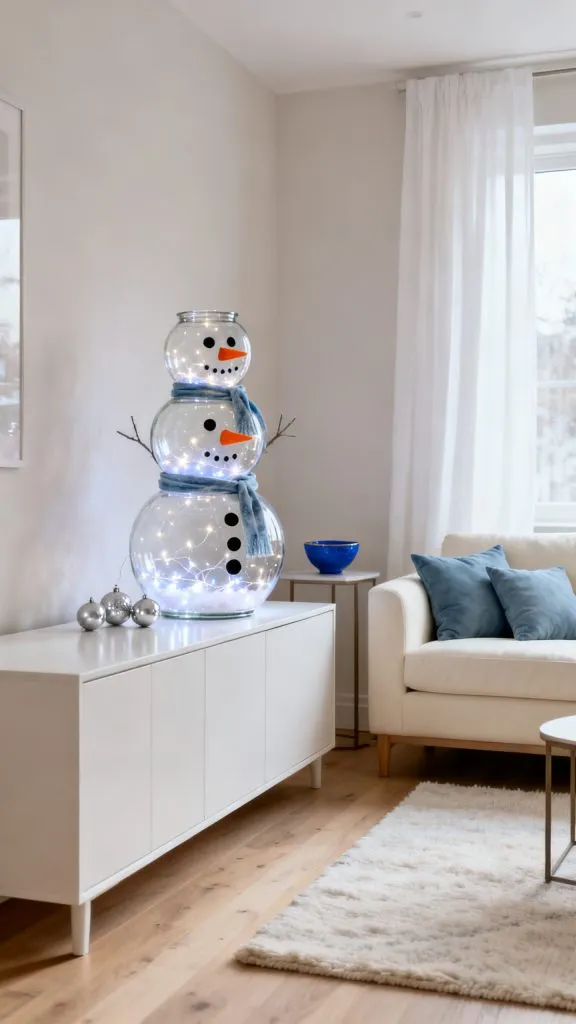 13 Bright DIY Snowman With Lights Ideas